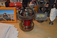 Pencil holder made from gears, spring and bolt.