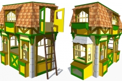 AutoCAD model of cottage themed clubhouse bed. For visualization and blueprints if needed.