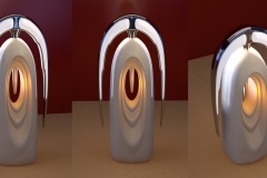 Art Deco themed mood lamp. 3ds Max. Interior spear would have color-changing LED's to create a wash of color on open area.