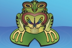 Frog and Dragonfly tiki design. Illustrator and Photoshop.