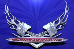 Hot Rod themed Manley Design logo.