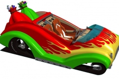 Hot Rod Santa Flying Sleigh model for 2004 Holiday card. AutoCAD model.