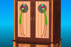 AutoCAD visualization model of matching Tiki themed armoire.