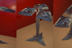 Organic shape lamp. 3ds Max. Shown in hammered nickel finish.
