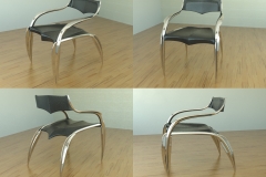 Leaf chair shown in metal and leather. 3ds Max.