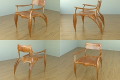 Leaf chair shown in wood. 3ds Max.