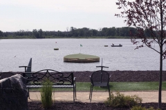 Spade shaped green installed at Jumer's casino lake.