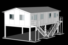 Webpage illustration of vision tower modular building, for cleanroom company. AutoCAD, 2004.