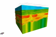 Ground penetrating radar visualization of shale oil field for television commercial. Animation was created of model rotating 360 degrees. 3ds Max.