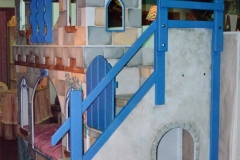 Display model of castle clubhouse with hand painting.