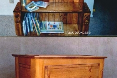 Truck bookcase for my son, hope chest for my sister. Pine and plywood (truck).