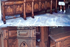 Large medieval style sideboard to match customer's distressed dining room table.