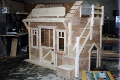 Country store themed clubhouse bed, shown prior to painting.