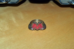 M ring, modeled after 50's GMC truck hood emblem. 3ds Max model, 3D printed in nickel steel.