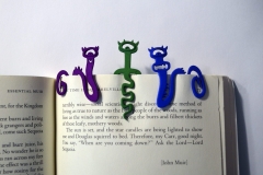 "Monstermarks" 3D printed bookmarks.