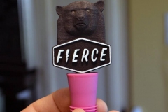 Wine stopper with bear and Fierce logo, modeled up in 3ds Max and 3D printed in plastic then painted. Gift to my sister, based on her advertising agency logo.