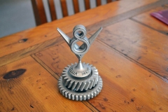 V8 hood ornament for my roll around toolbox. Modeled in AutoCAD, 3D printed in plastic then painted.