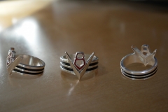 New V8 ring design 3D printed in silver. After some polishing, painted insets with 2 colors of enamel.