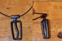 Mid-century modern/Tiki themed necklace for my wife, figured walnut.