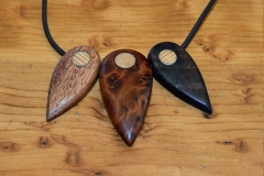 "Angel" theme necklace, gift. Sapele, Elm Burl and Walnut.