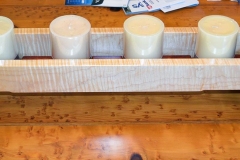 Candle holder, wedding gift to niece. Figured maple, crotch walnut, sapele.