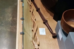 Tiger maple and walnut Organic Flame walking stick on display at the OC Fair.