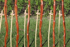 Simplified vine and leaves walking stick, gift to my father. Sapele.