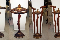 Cane stand for my collection, figured walnut, sapele, birds-eye maple, zebrawood.