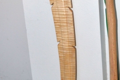 Leaf style cane in tiger maple and walnut.
