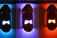 Tiki has color changing LED's inside, example of color shift. These are temporary, water-proof set will be installed.